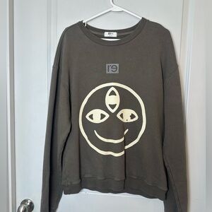 RE-INC Field of Flowers Third Eye Oversized Non- Gendered Brown Sweatshirt, M
